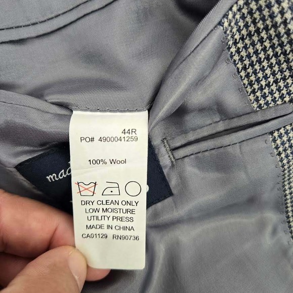 Ralph Lauren Mens 44R Wool Houndstooth Blazer Sport Coat Grey Jacket - Picture 7 of 9